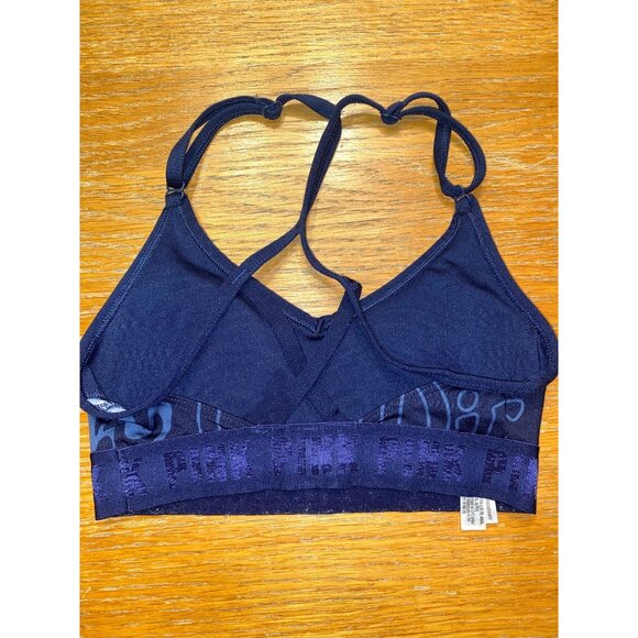 Victorias Secret Pink Navy Blue Sports Bra Padded Activewear Size XS - Picture 2 of 2